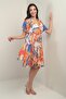 Women's Double Breasted Collar Waist Belted Lined Snowdrop Chiffon Dress