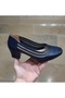 Women's Blunt Toe Wide Mold Special for Scalloped Feet and Bone Protrusion Navy Blue Classic Heeled Shoes