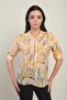 Women's Large Floral Patterned Sleeve Fold Shirt - 2