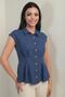 Women's Pleated Waist Sleeveless Shirt - 3