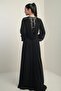 Women's Front Back Stone Detailed Lined Wide Leg Chiffon Jumpsuit - 4