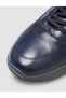 100% Genuine Leather Navy Blue Lace-Up Men's Sports Shoes - 7