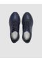 100% Genuine Leather Navy Blue Lace-Up Men's Sports Shoes - 4
