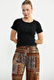 Buttoned Short Sleeve Basic T-Shirt - Black - 2