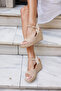 Bobi Women Beige Real Leather Suede Espadril Sandals - 4