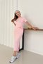 Women's Pink Modal Fabric Side Tie Detail Slit Dress - 2