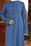 Collar Detailed Long Suit Indigo - 3