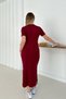 Women's Burgundy Modal Fabric Side Tie Detail Slit Dress - 8