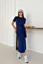 Women's Anthracite Modal Fabric Side Tie Detail Slit Dress - 5