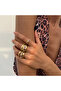 Liorre - 6 Pieces Zircon Lilac Stone Stylish Design Multiple Adjustable Gold Ring Set - 3