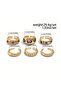 Liorre - 6 Pieces Zircon Lilac Stone Stylish Design Multiple Adjustable Gold Ring Set - 6