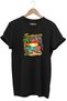 Colorful Summer Vibes Design Printed and Parrot 100% Cotton Regular Fit Premium Black T-Shirt