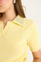 Women's Yellow Polo Collar Stone Detailed Summer Knitwear Blouse 20246856 - 6