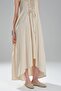 Women's Tie Front Linen Fabric Design Long Dress - 6