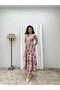 Cotton Satin Pink Large Floral Sleeveless Dress - 4