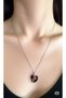 Red Heart Stone Chain Necklace – Zircon and Colored Stone Detail - 2