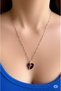 Red Heart Stone Chain Necklace – Zircon and Colored Stone Detail - 3