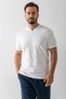 Men's V-Neck Ribbed Cotton T-Shirt White - 2122 - 5