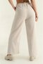 Women's Stone Waist Elastic Pocket Palazzo Linen Trousers - 4