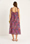 Women's Pink Tie-Strap V-Neck Pocket Detailed Patterned Midi Dress 25-083 60283458 - 6