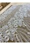 White Floral Patterned Border Tulle Fabric - Width 135 cm - for Wedding Dress, Engagement and Custom Designs