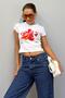 White Printed Women's T-Shirt Mg2492 - 7