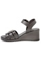 D25Ys-02775 Black Skin Leather Comfort Padding Women's Sandals - 3