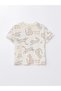 Beige Crew Neck Short Sleeve Printed Baby Boy T-Shirt - 3