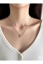 Silver Color Elegant Necklace with Pink Heart Stone - 2