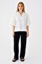 Shirt Collar 100% Cotton Blouse Ecru - 2