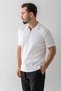 Men's Polo Neck Zipper Detailed Textured T-Shirt White - 2914 - 2