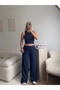 Halter Ribbed Double Set - Dark Blue - 3