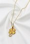 Stainless Steel Gold Colored Four Leaf Lucky Clover Steel Necklace, Gift Necklace (60 cm) - 3
