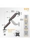 ETHU Single Monitor Arm, Adjustable Gas Spring for 13-32" Monitors up to 9kg, VESA 75x75/100x100, Bl
