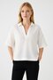 Shirt Collar 100% Cotton Blouse Ecru - 3
