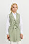 Tencel Belt Detailed Tencel Blend Vest Island Tea - 5