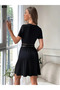 Women's Summer Dress Short Sleeve Waist Lace Double Breasted Collar - 3
