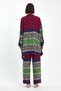 Women's Plum Striped Athlete Kimono and Pants Woven Viscon Bottom Top Set Hzl25S-Vm110421 - 7