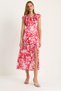 Women's Pink Ruffled Collar Lined Slit Detailed Floral Patterned Dress 3064 60283462