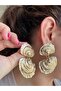 Gold Color Mussel Dangle Zra Steel Earrings - 2