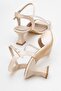 Women's Thick Front Face Cross Stone Heeled Sandals Ten Saten - 4