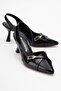 Women's Pointed Toe Open Shoes Black Patent Leather