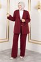 Gold Blazer Suit Tsd250198 Claret Red - 3