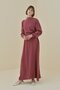 Premium Shoulder Button Belted Cupra Dress Burgundy