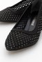 Women's Stone Mesh Heeled Shoes Black Satin - 3