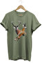 تي شيرت مطبوع عليه Hunting Hunter Deer and Fox مصنوع من القطن بنسبة 100%