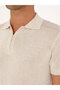 Ecru Slim Fit Linen Blended Zippered Polo Neck Knitwear T-Shirt 50300822-Vr019 - 7