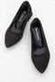 Women's Stone Mesh Heeled Shoes Black Satin - 5