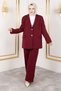 Gold Blazer Suit Tsd250198 Claret Red