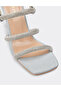 Kindep Three Band Stone Piping Heeled Women's Shoes Silver - 6